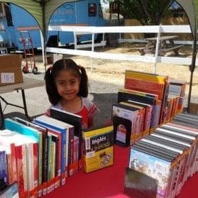 Child at library display